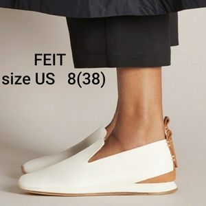 FEIT Women's White Leather Slip-On Loafer